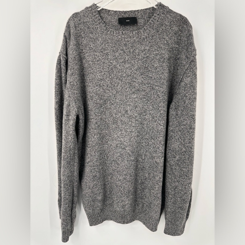 Liu Jo Heathered Gray Crew Neck Sweater Italian Knitwear Mens XL Quiet Luxury